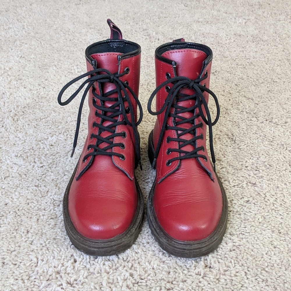 Aldo Castlebara Lace Up Leather Combat Boots
